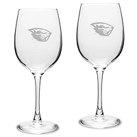 Oregon State Beavers 2-Piece 16oz. Traditional White Wine Glass Set