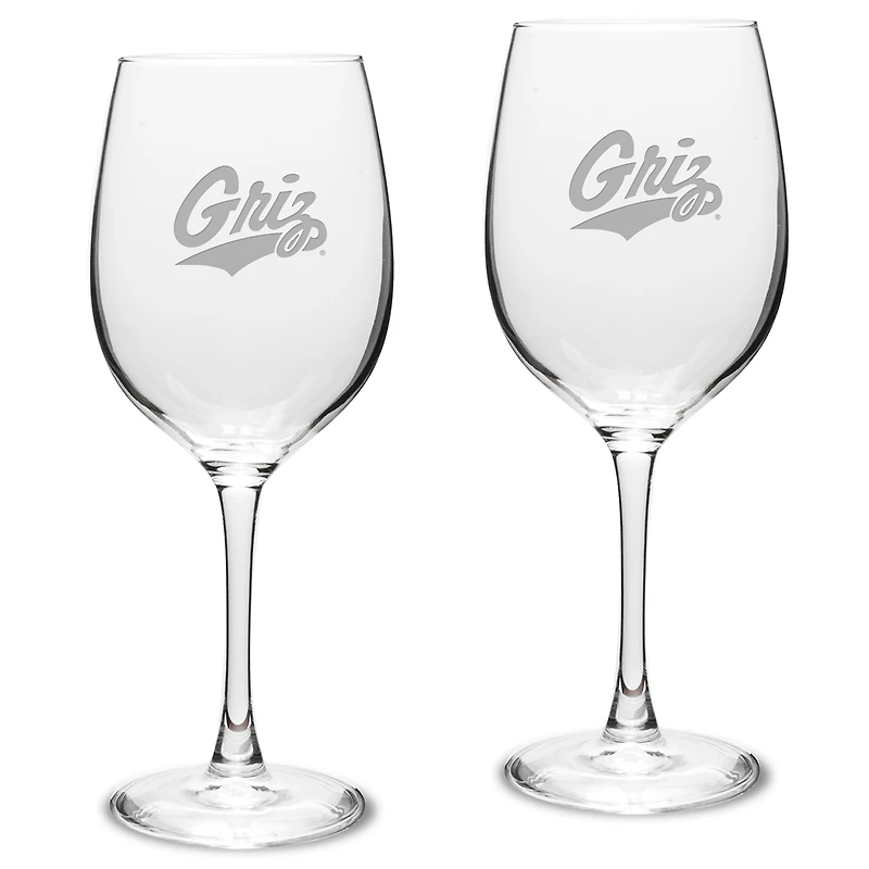 Montana Grizzlies 2-Piece 16oz. Traditional White Wine Glass Set