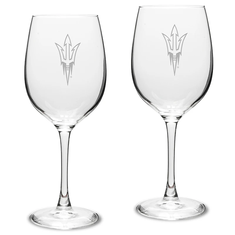 Arizona State Sun Devils 2-Piece 16oz. Traditional White Wine Glass Set