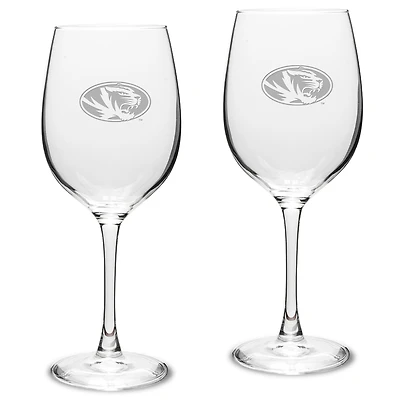 Missouri Tigers 2-Piece 16oz. Traditional White Wine Glass Set