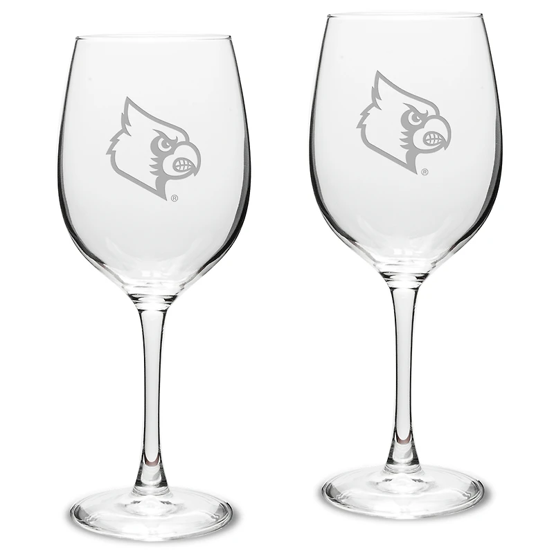 Louisville Cardinals 2-Piece 16oz. Traditional White Wine Glass Set