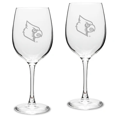Louisville Cardinals 2-Piece 16oz. Traditional White Wine Glass Set