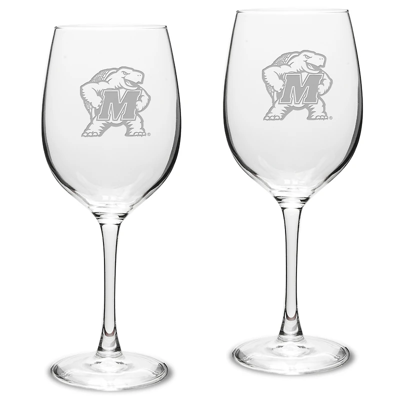 Maryland Terrapins 2-Piece 16oz. Traditional White Wine Glass Set