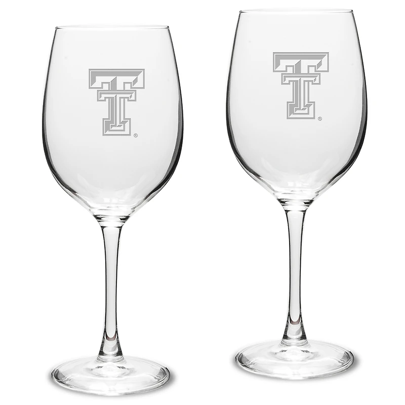 Texas Tech Red Raiders 2-Piece 16oz. Traditional White Wine Glass Set
