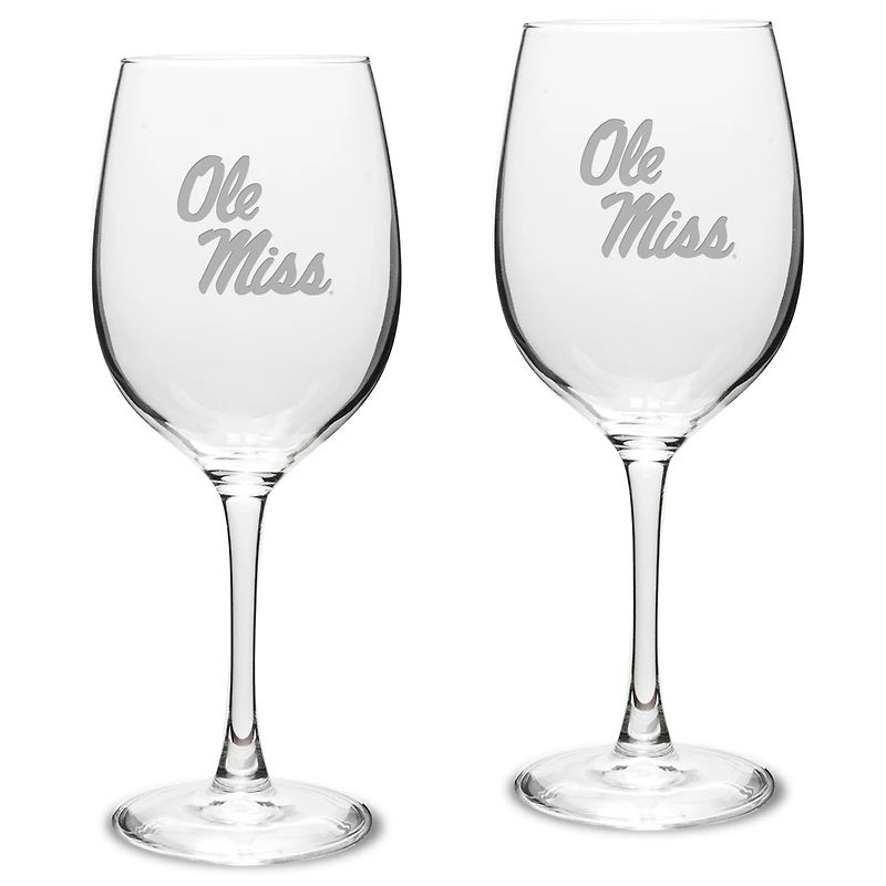 Ole Miss Rebels 2-Piece 16oz. Traditional White Wine Glass Set