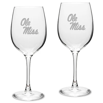 Ole Miss Rebels 2-Piece 16oz. Traditional White Wine Glass Set