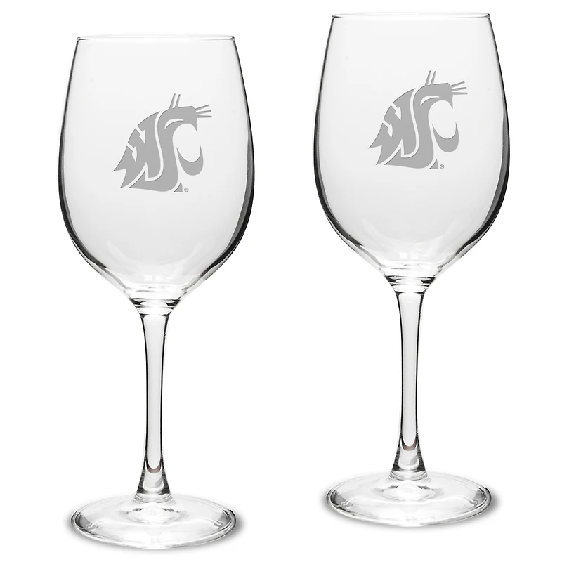 Washington State Cougars 2-Piece 16oz. Traditional White Wine Glass Set