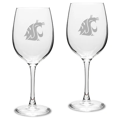 Washington State Cougars 2-Piece 16oz. Traditional White Wine Glass Set