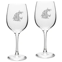 Washington State Cougars 2-Piece 16oz. Traditional White Wine Glass Set