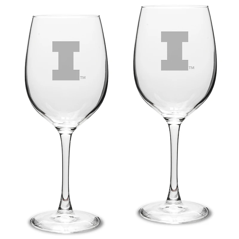 Illinois Fighting Illini 2-Piece 16oz. Traditional White Wine Glass Set