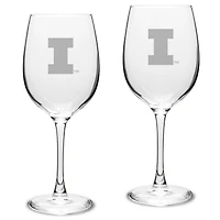 Illinois Fighting Illini 2-Piece 16oz. Traditional White Wine Glass Set