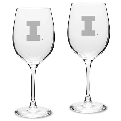 Illinois Fighting Illini 2-Piece 16oz. Traditional White Wine Glass Set