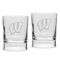 Wisconsin Badgers 2-Piece 11.75oz. Square Double Old-Fashioned Glass Set