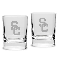 USC Trojans 2-Piece 11.75oz. Square Double Old-Fashioned Glass Set