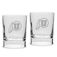 Utah Utes 2-Piece 11.75oz. Square Double Old-Fashioned Glass Set