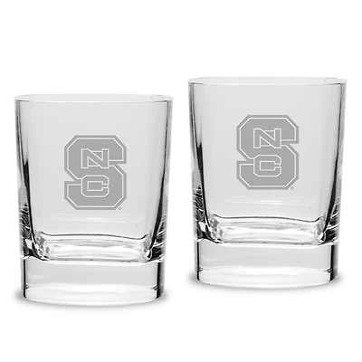 NC State Wolfpack 2-Piece 11.75oz. Square Double Old-Fashioned Glass Set