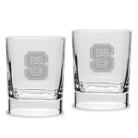 NC State Wolfpack 2-Piece 11.75oz. Square Double Old-Fashioned Glass Set