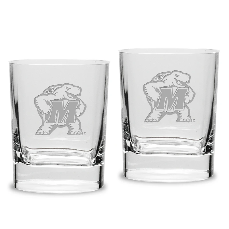 Maryland Terrapins 2-Piece 11.75oz. Square Double Old-Fashioned Glass Set