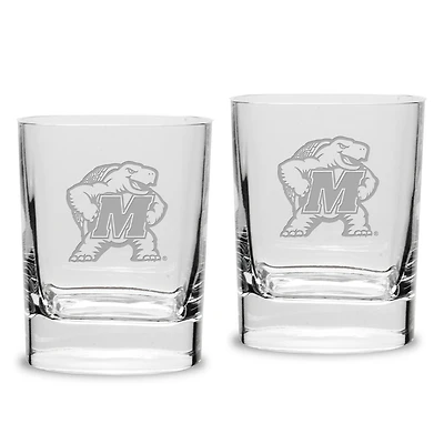 Maryland Terrapins 2-Piece 11.75oz. Square Double Old-Fashioned Glass Set
