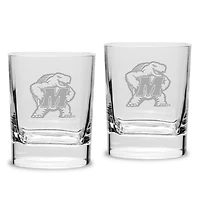 Maryland Terrapins 2-Piece 11.75oz. Square Double Old-Fashioned Glass Set