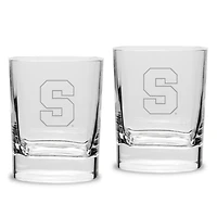 Syracuse Orange 2-Piece 11.75oz. Square Double Old-Fashioned Glass Set