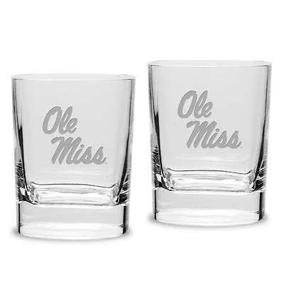 Ole Miss Rebels 2-Piece 11.75oz. Square Double Old-Fashioned Glass Set