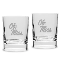 Ole Miss Rebels 2-Piece 11.75oz. Square Double Old-Fashioned Glass Set