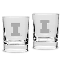 Illinois Fighting Illini 2-Piece 11.75oz. Square Double Old-Fashioned Glass Set