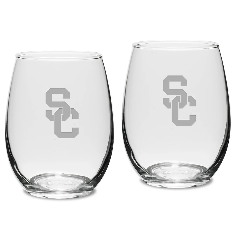 USC Trojans 2-Piece 15oz. Stemless Wine Glass Set