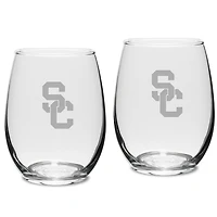 USC Trojans 2-Piece 15oz. Stemless Wine Glass Set