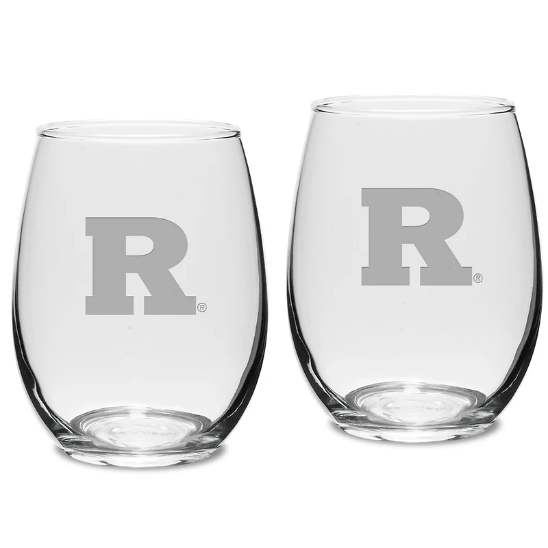 Rutgers Scarlet Knights 2-Piece 15oz. Stemless Wine Glass Set