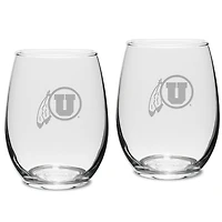 Utah Utes 2-Piece 15oz. Stemless Wine Glass Set