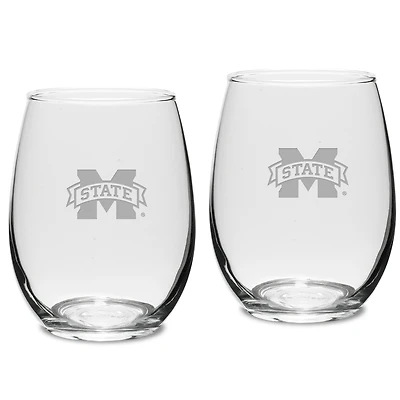 Mississippi State Bulldogs 2-Piece 15oz. Stemless Wine Glass Set