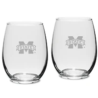 Mississippi State Bulldogs 2-Piece 15oz. Stemless Wine Glass Set