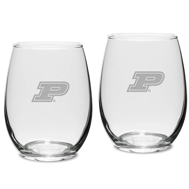 Purdue Boilermakers 2-Piece 15oz. Stemless Wine Glass Set