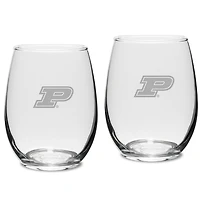 Purdue Boilermakers 2-Piece 15oz. Stemless Wine Glass Set