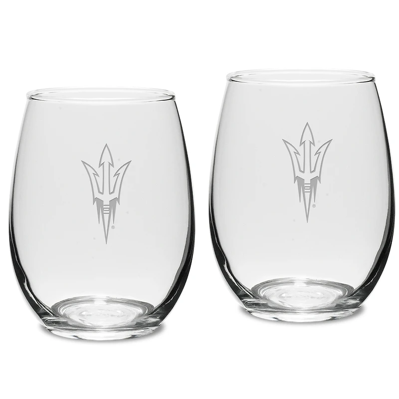 Arizona State Sun Devils 2-Piece 15oz. Stemless Wine Glass Set