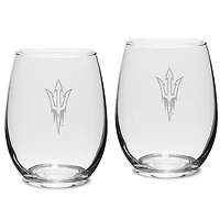 Arizona State Sun Devils 2-Piece 15oz. Stemless Wine Glass Set