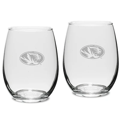 Missouri Tigers 2-Piece 15oz. Stemless Wine Glass Set