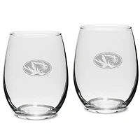 Missouri Tigers 2-Piece 15oz. Stemless Wine Glass Set
