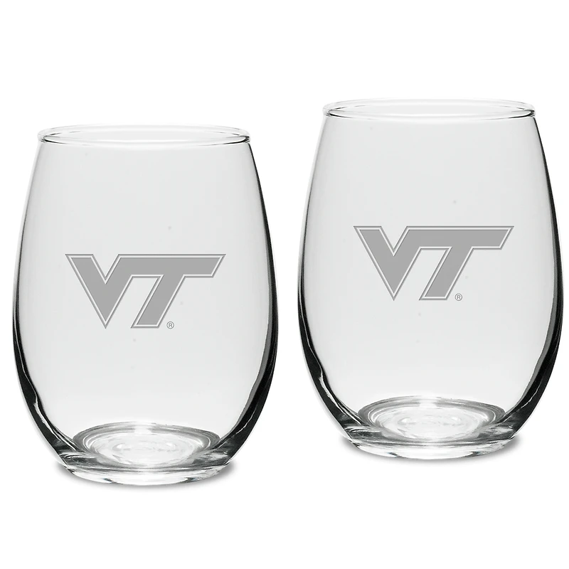 Virginia Tech Hokies 2-Piece 15oz. Stemless Wine Glass Set