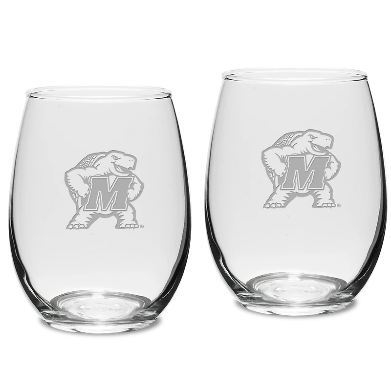 Maryland Terrapins 2-Piece 15oz. Stemless Wine Glass Set