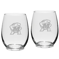 Maryland Terrapins 2-Piece 15oz. Stemless Wine Glass Set