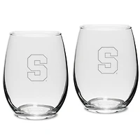 Syracuse Orange 2-Piece 15oz. Stemless Wine Glass Set