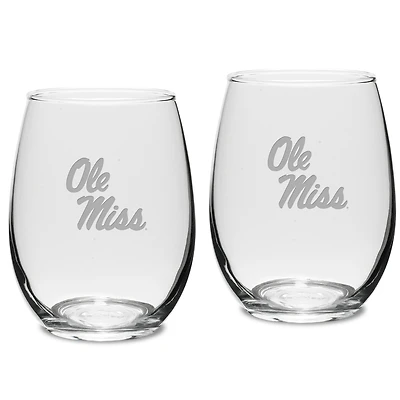 Ole Miss Rebels 2-Piece 15oz. Stemless Wine Glass Set