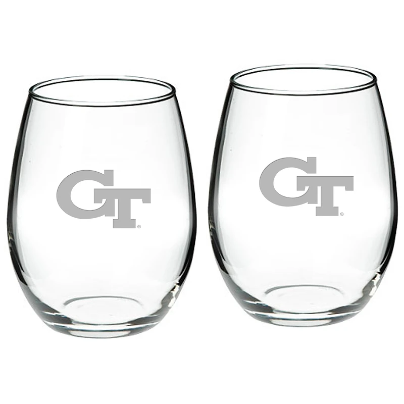 Georgia Tech Yellow Jackets 2-Piece 21oz. Stemless Wine Glass Set
