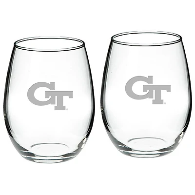 Georgia Tech Yellow Jackets 2-Piece 21oz. Stemless Wine Glass Set