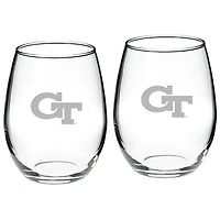 Georgia Tech Yellow Jackets 2-Piece 21oz. Stemless Wine Glass Set