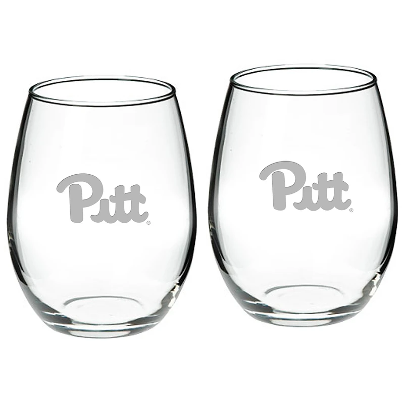 Pitt Panthers 2-Piece 21oz. Stemless Wine Glass Set