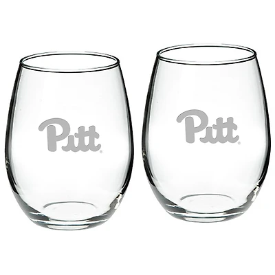 Pitt Panthers 2-Piece 21oz. Stemless Wine Glass Set